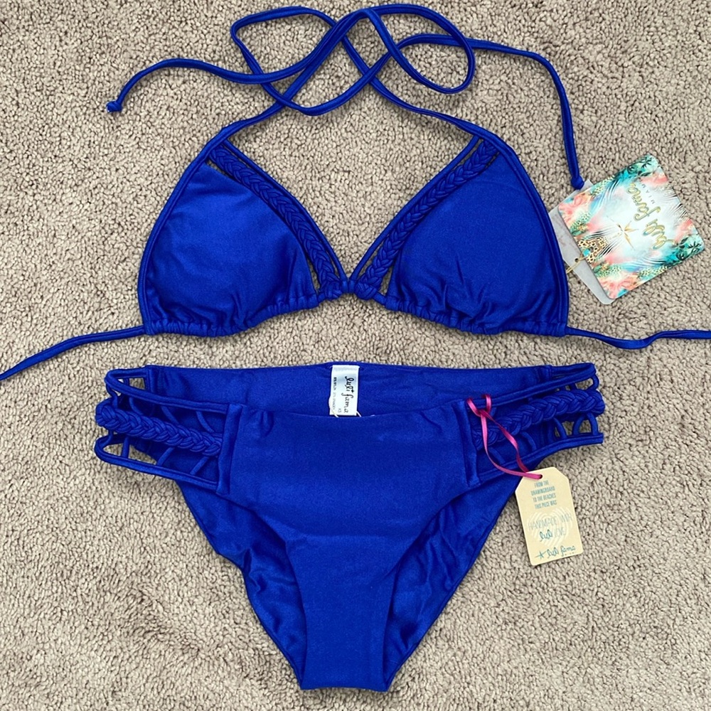 Luli Fama Kiss The Wave Triangle Top And Strings To Braid Full Bottom Size XS